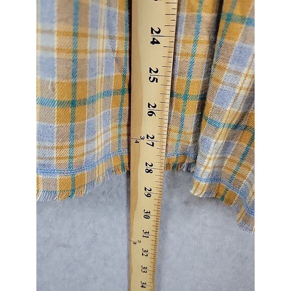 POL White Brown Plaid SS Thermal Flannel Peplum Tunic Women's Large - Picture 8 of 12